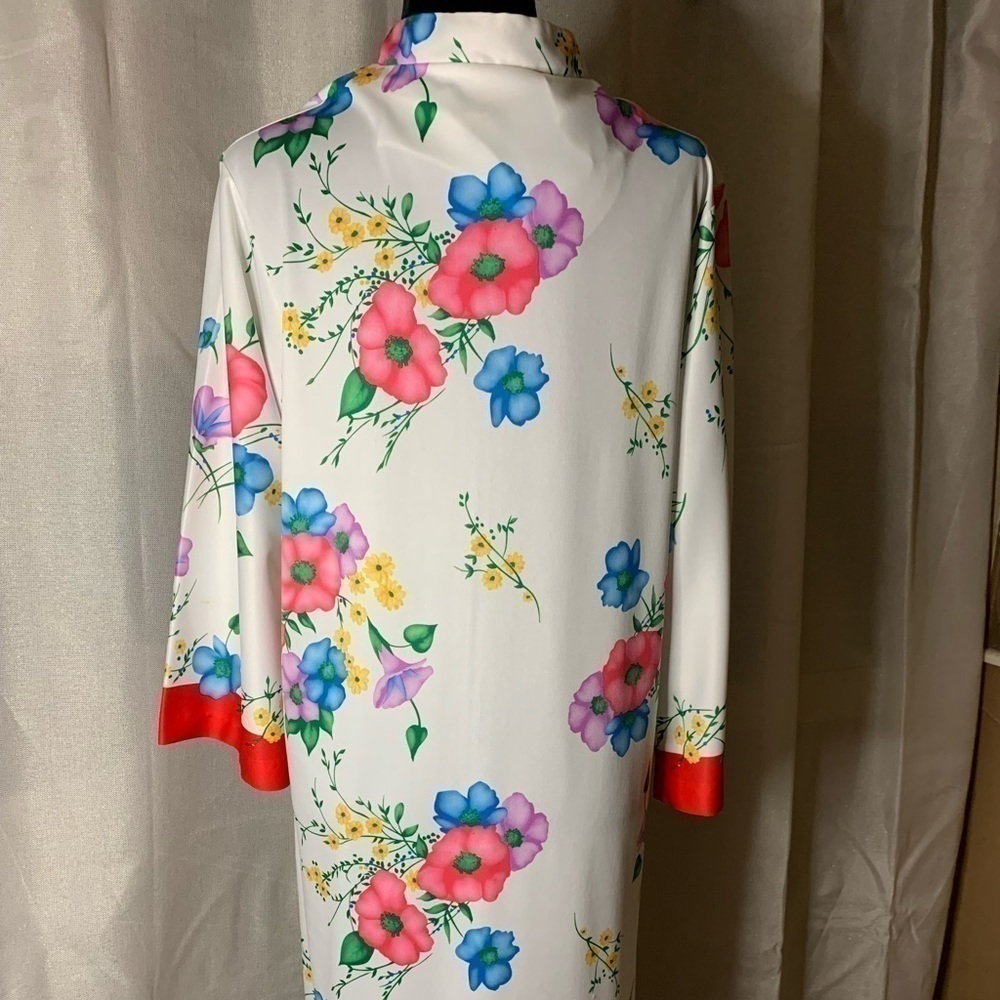 Vintage 1960s pink floral dress Evelyn Pearson white Hawaiian flower hipster    - Picture 4 of 7